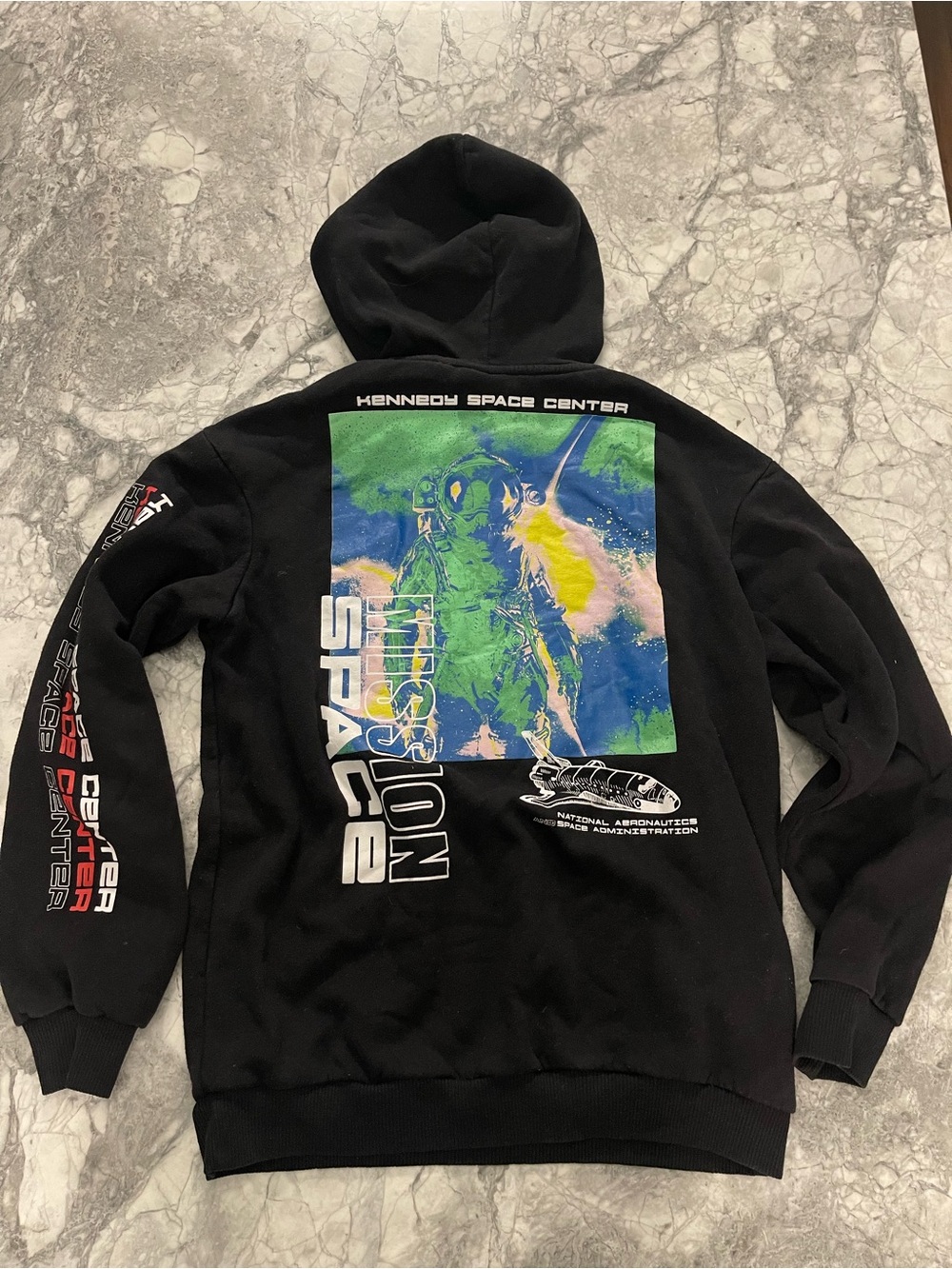 NASA Black Graphic Hoodie with Shuttle Print